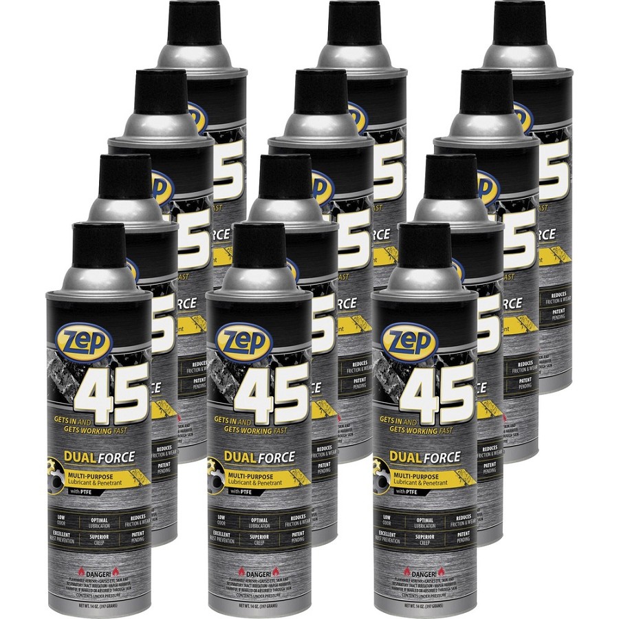Zep 45 Dual-Force Lubricant/Penetrant - 14 fl oz - Corrosion Resistant - 12 / Carton 