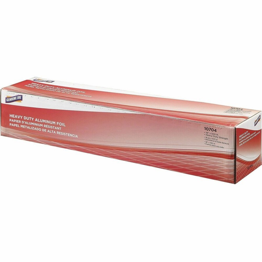Genuine Joe Heavy-duty Aluminum Foil - 18' Width x 500 ft Length - Heavy Duty, Sturdy, Dispenser, Pliable - Aluminum - Silver - 6 / Carton 