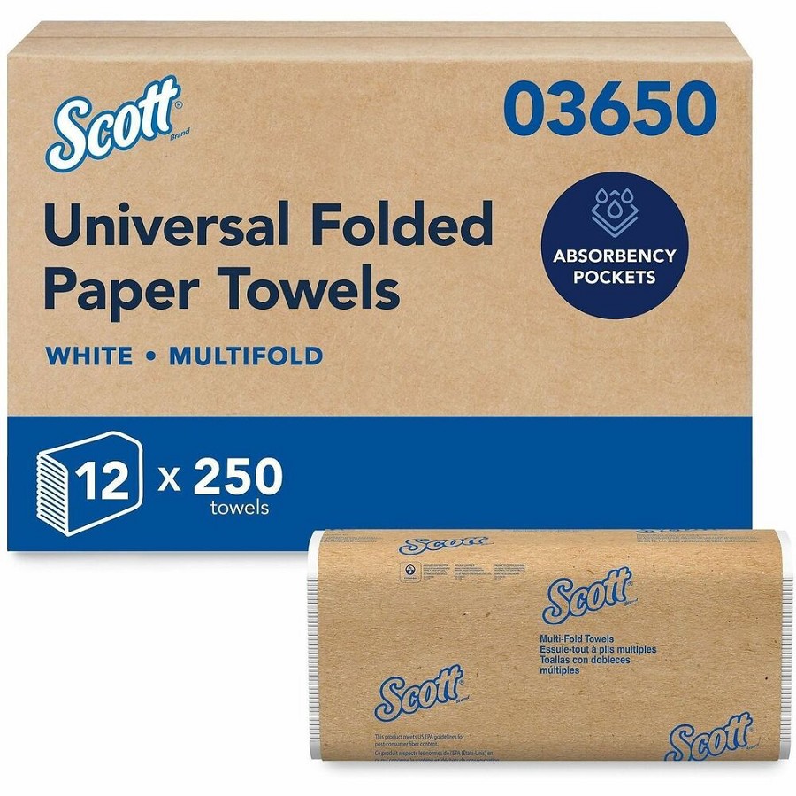 Scott Multifold Paper Towels with Absorbency Pockets - Multifold - 9.25' Width x 9.40' Length - Soft Wheat - Fiber - 250/Pack - 1 Carton 
