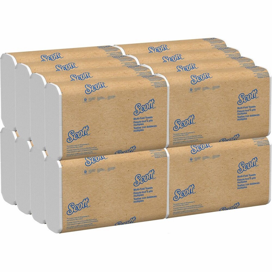 Scott Multifold Narrow Width Paper Towels with Absorbency Pockets - Multifold - 9.40' Width x 8' Length - 4000 Sheets - White - Fiber - 250/Pack - 16 / Carton 