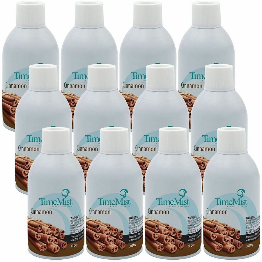 TimeMist Cinnamon Premium Air Freshener Spray - Aerosol - 5.3 fl oz (0.2 quart) - Cinnamon - 30 Day - Long Lasting, Odor Neutralizer - 12 / Carton 