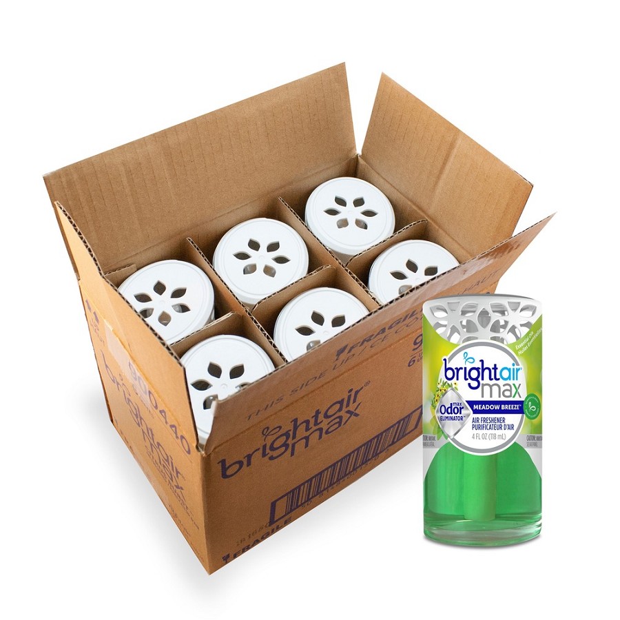 Bright Air Max Odor Eliminator - Gel - 4 fl oz (0.1 quart) - Meadow Breeze - Phthalate-free, BHT Free, Paraben-free, Formaldehyde-free, NPE-free, Triclosan-free, Odor Neutralizer - 6 / Carton 