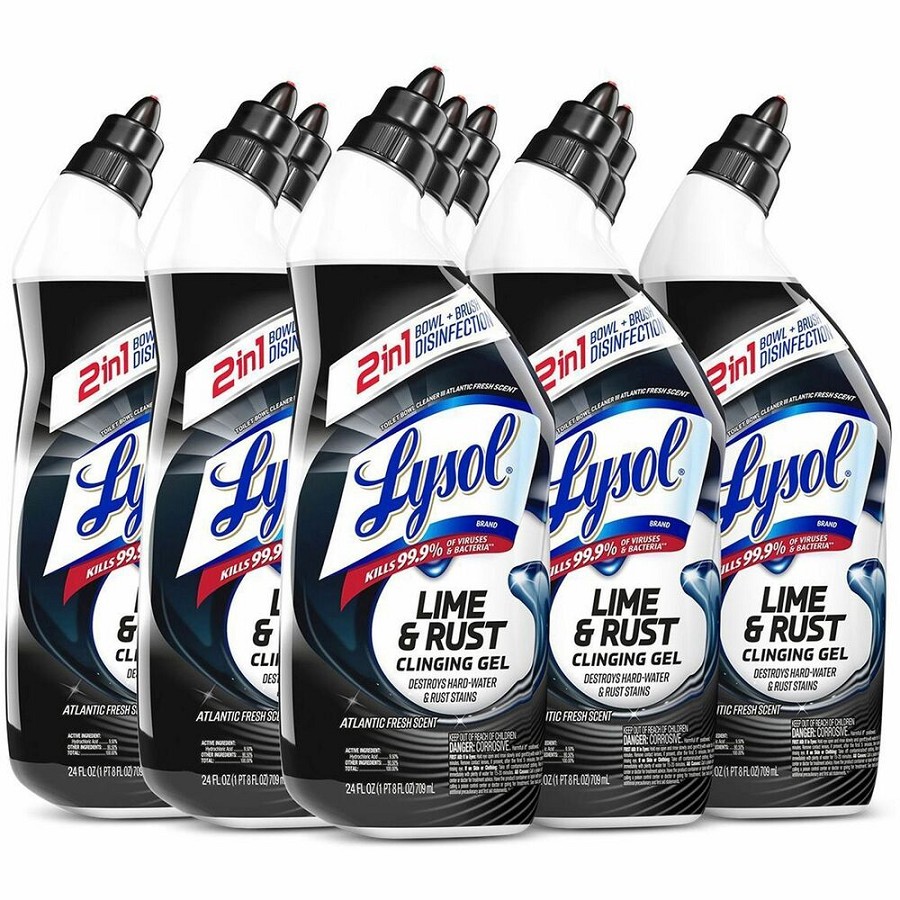 Lysol Lime/Rust Toilet Bowl Cleaner - 24 fl oz (0.8 quart) - Atlantic Fresh Scent - Blue - 9 / Carton 