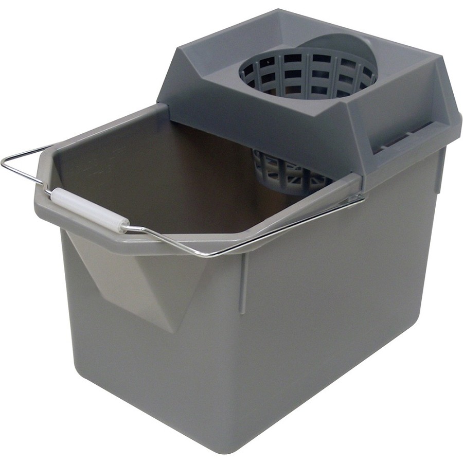 Rubbermaid Commercial Pail & Mop Strainer Combo Pack - 3.75 gal - Light Weight, Durable, Stackable, Handle - 12' x 10.5' - Plastic, Tubular Steel - Steel Gray - 6 / Carton 