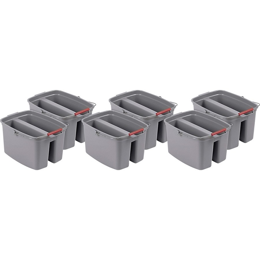 Rubbermaid Commercial 19 QT Double Pail - 4.75 gal - Handle - 10' x 14.5' - Plastic - Gray - 6 / Carton 