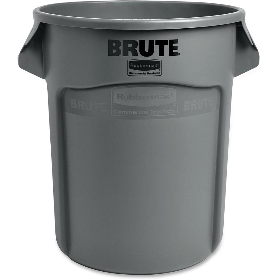 Rubbermaid Commercial Brute 20-Gallon Vented Containers - 20 gal Capacity - Round - Fade Resistant, Crush Resistant, UV Coated, Damage Resistant, Warp Resistant, Crack Resistant, Handle, Reinforced - 22.9' Height x 19.4' Diameter - Plastic - Gray - 6 / Ca 
