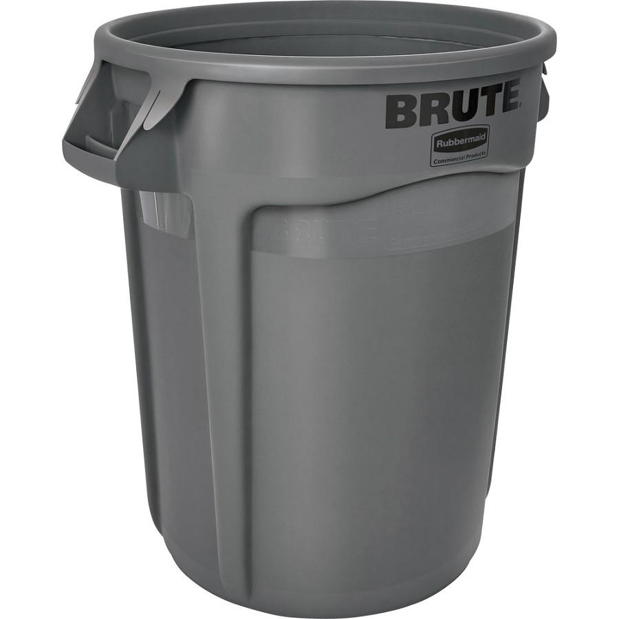 Rubbermaid Commercial Brute 32-Gallon Vented Containers - 32 gal Capacity - Round - Handle, Heavy Duty, Reinforced, UV Coated, Damage Resistant, Tear Resistant, Crush Resistant, Warp Resistant - 27.3' Height x 21.9' Diameter - Plastic - Gray - 6 / Carton 