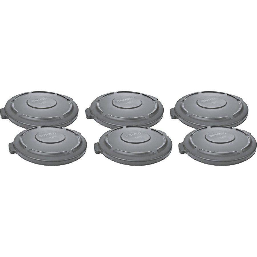 Rubbermaid Commercial Brute 20-gallon Container Lid - Round - Plastic - Gray - 6 / Carton 