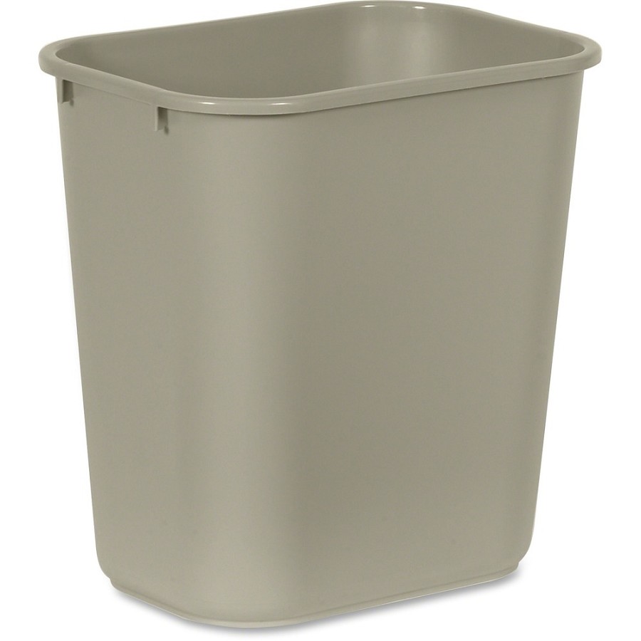Rubbermaid Commercial 28 QT Medium Deskside Wastebaskets - 7 gal Capacity - Rectangular - Dent Resistant, Durable, Rust Resistant, Easy to Clean - 15' Height x 10.5' Width x 14.5' Depth - Plastic - Beige - 12 / Carton 