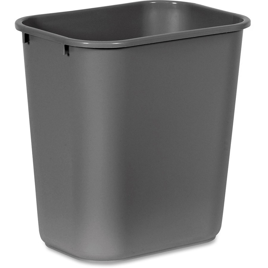 Rubbermaid Commercial 28 QT Medium Deskside Wastebaskets - 7 gal Capacity - Rectangular - Dent Resistant, Durable, Rust Resistant, Easy to Clean - 15' Height x 10.5' Width x 14.5' Depth - Plastic - Gray - 12 / Carton 