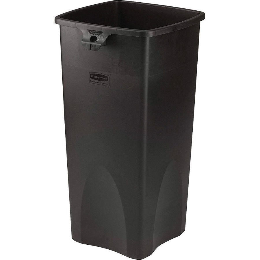 Rubbermaid Commercial Untouchable Square Container - 23 gal Capacity - Square - Durable, Crack Resistant - 32.9' Height x 16.5' Width x 15.5' Depth - Plastic - Black - 3 / Carton 
