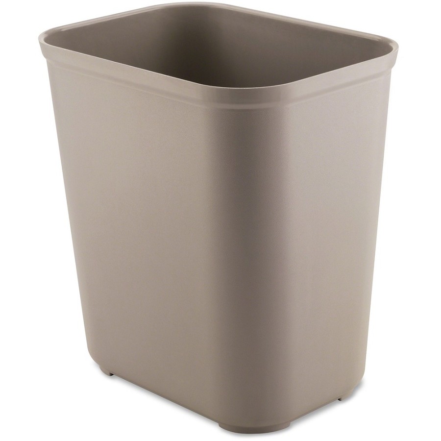 Rubbermaid Commercial 28 QT Fire-Resistant Wastebaskets - 7 gal Capacity - Rectangular - Impact Resistant, Rust Resistant, Dent Resistant - 15.5' Height x 10.5' Width x 14.5' Depth - Thermoset Polyester - Beige - 6 / Carton 