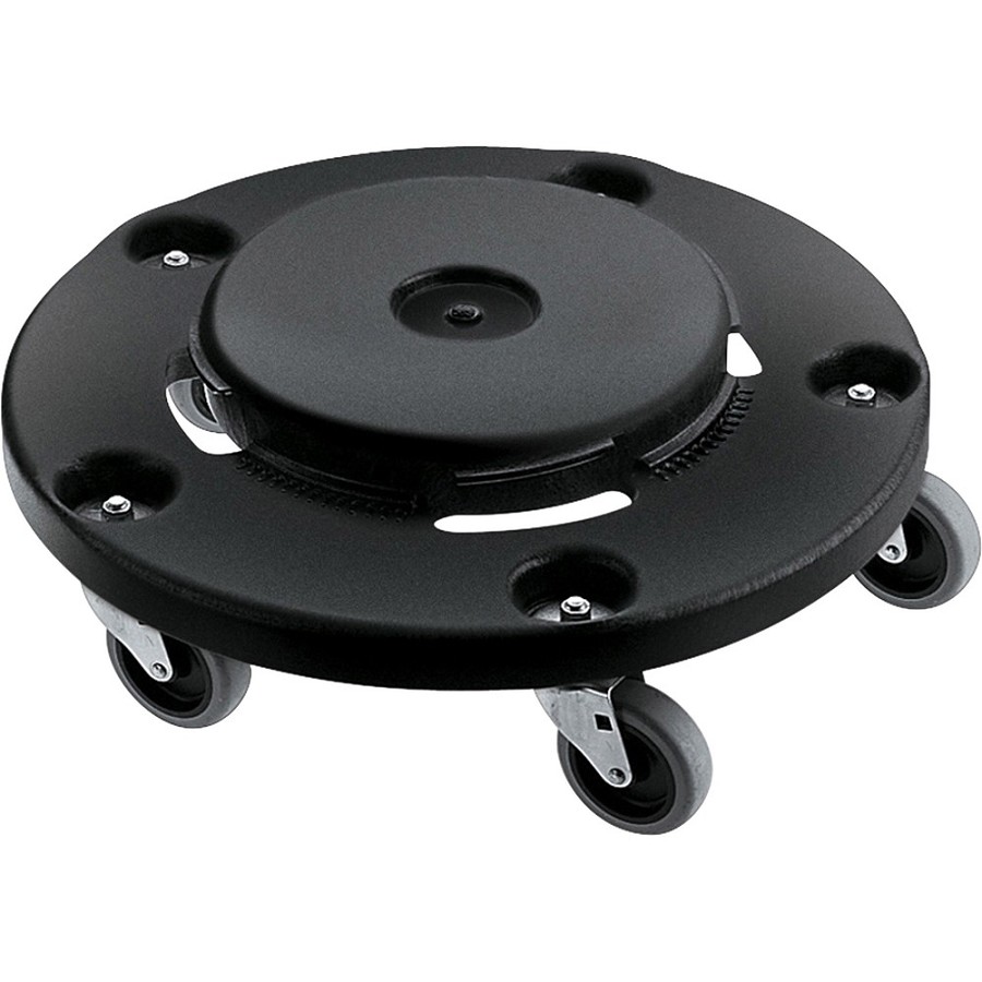 Rubbermaid Commercial Brute Easy Twist Round Dollies - 350 lb Load Capacity - 5 Casters - Structural Foam - 18.30' Width x 6.60' Height - Black - 2 / Carton 