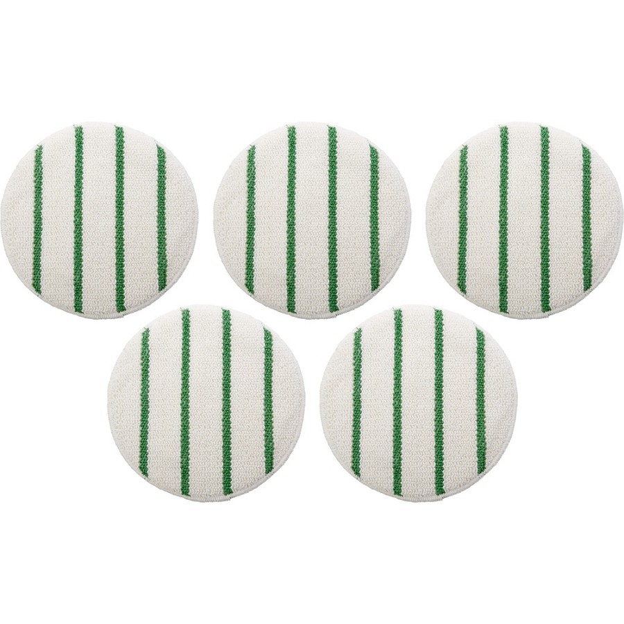 Rubbermaid Commercial Green Stripe Carpet Bonnet - 19' Diameter - 300 rpm Maximum Speed Supported - Scrub Strip - White, Green - 5 / Carton 