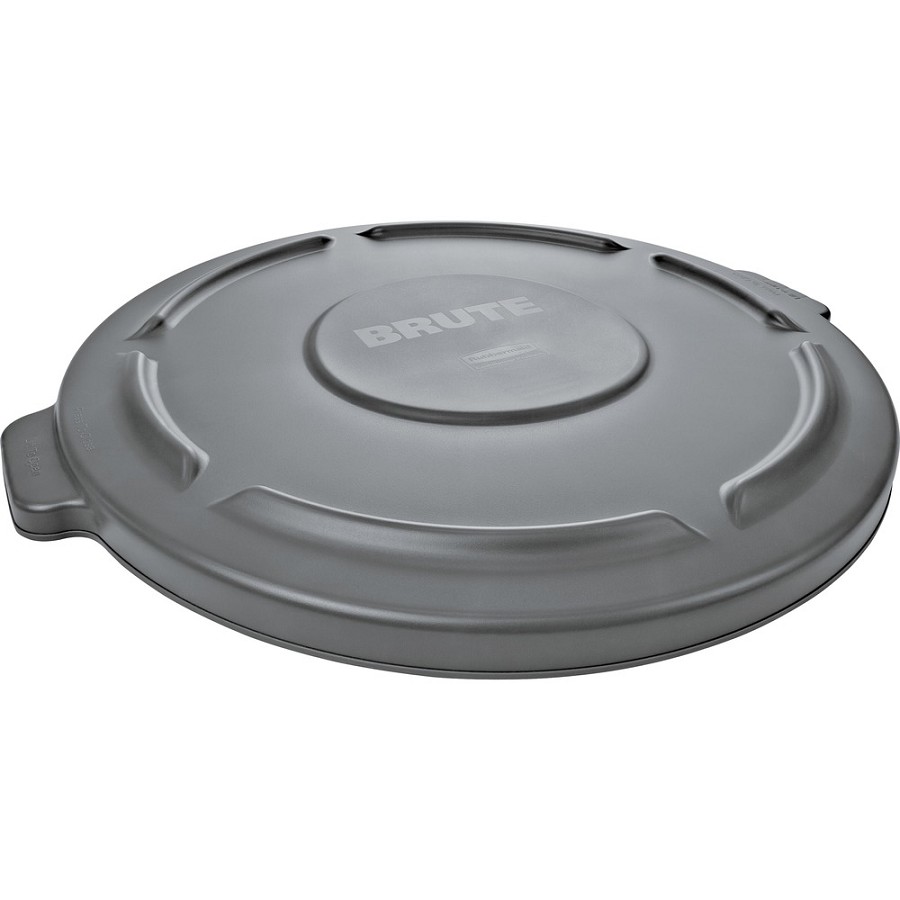 Rubbermaid Commercial Brute 32-Gallon Container Flat Lids - Round - Plastic - Gray - 6 / Carton 