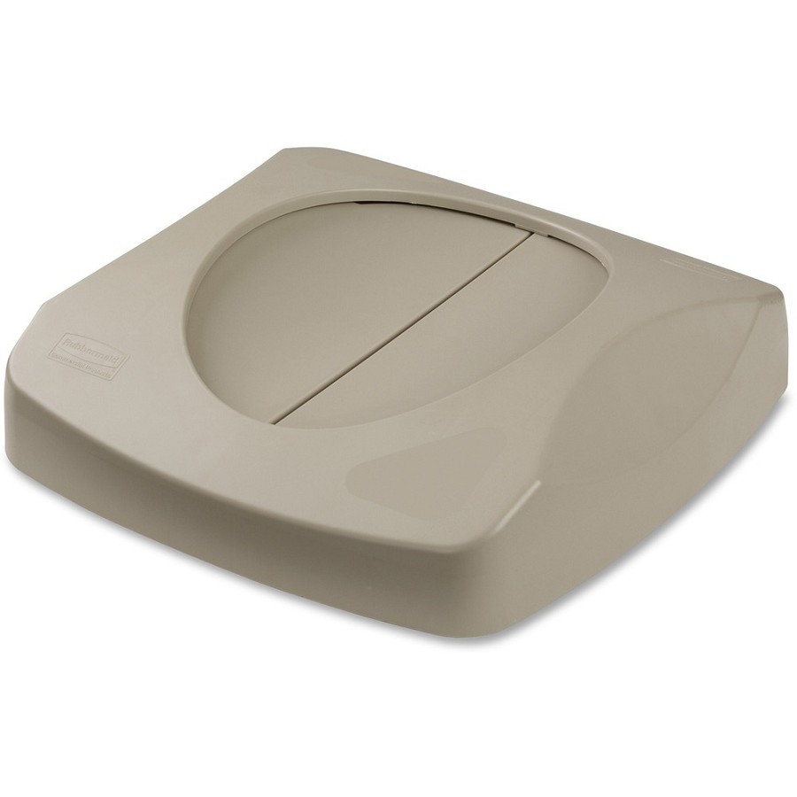 Rubbermaid Commercial Untouchable Swing Top Lid - Beige - 6 / Carton 