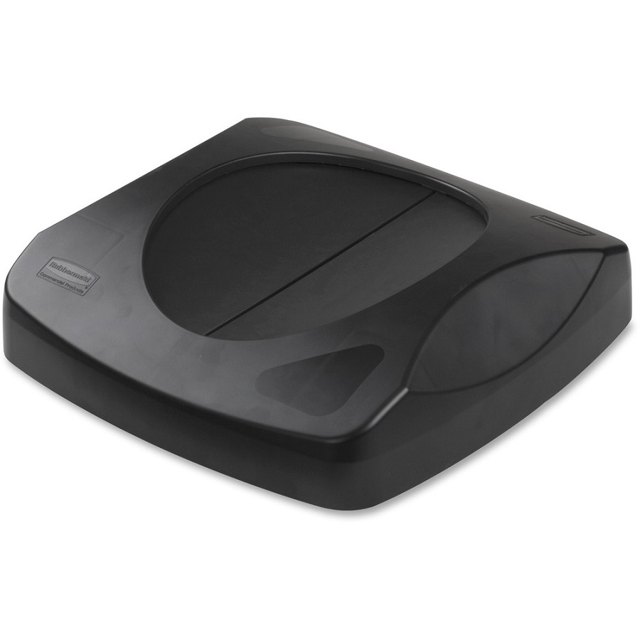 Rubbermaid Commercial Untouchable Swing Top Lid - Square - Black - 6 / Carton 