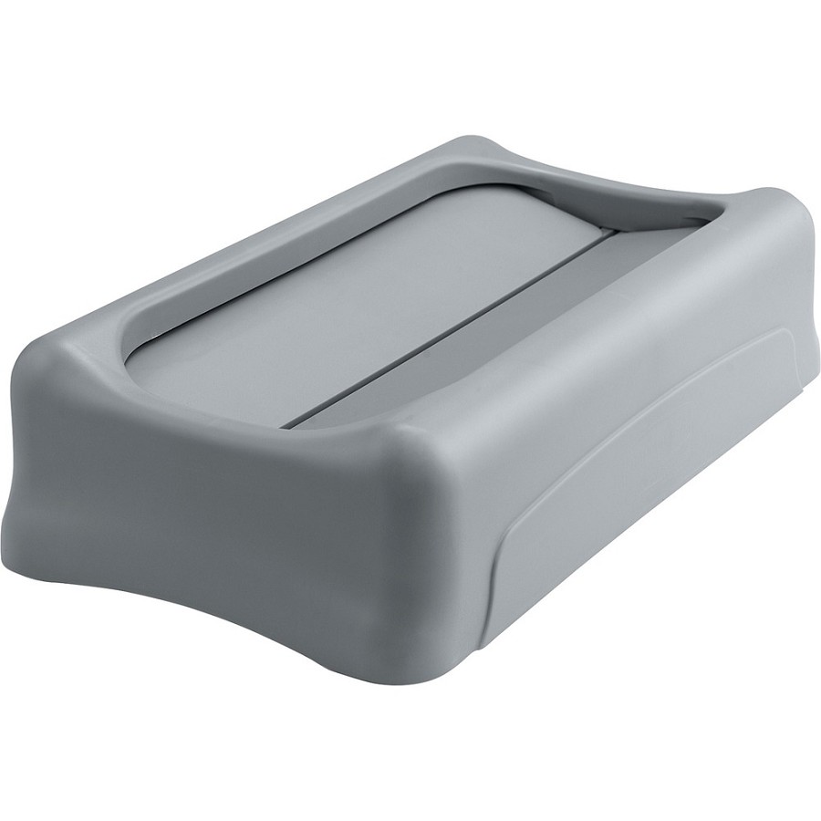 Rubbermaid Commercial Slim Jim Container Swing Lid - Rectangular - Plastic - Gray - 4 / Carton 