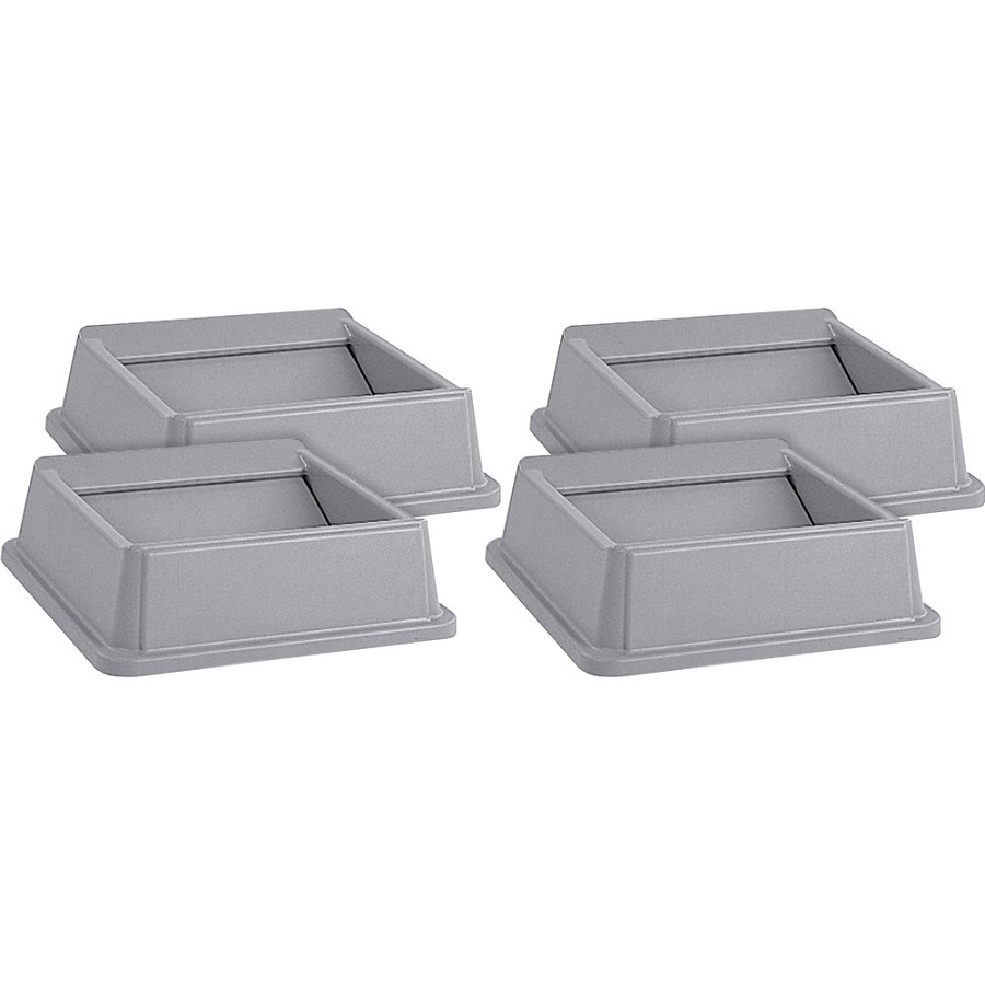 Rubbermaid Commercial Untouchable Square Swing Top - Square - Gray - 4 / Carton 