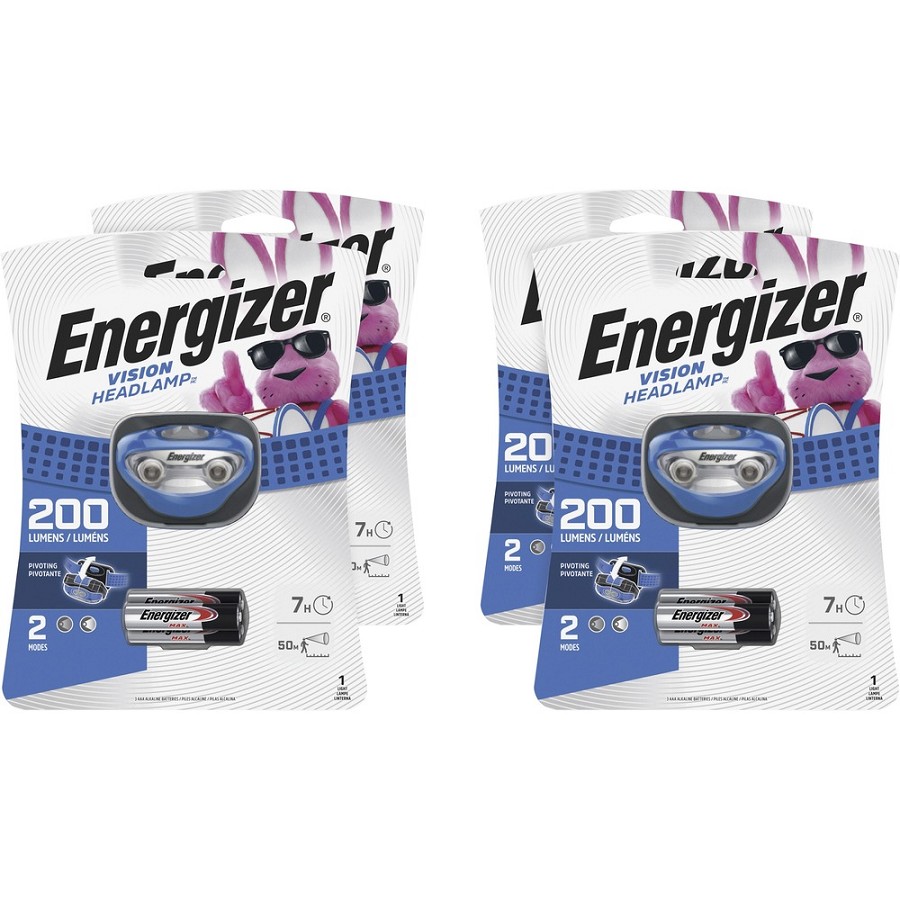 Energizer Vision LED Headlamp - LED - 80 lm Lumen - 3 x AAA - Battery - Blue - 4 / Carton 