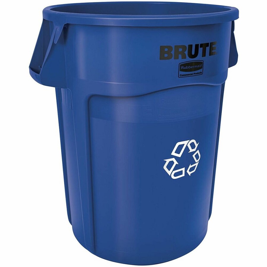 Rubbermaid Commercial Brute 44-Gallon Vented Recycling Containers - 44 gal Capacity - Round - Reinforced, Damage Resistant, Chip Resistant, Rust Proof, Peel Resistant, Crack Resistant, Crush Resistant, Heavy Duty, Handle, Tear Resistant - 31.5' Height x 2 