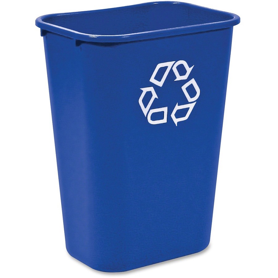 Rubbermaid Commercial Large Recycling Wastebasket - 10.31 gal Capacity - Rectangular - Sturdy - 19.9' Height x 11' Width - Plastic - Blue - 12 / Carton 