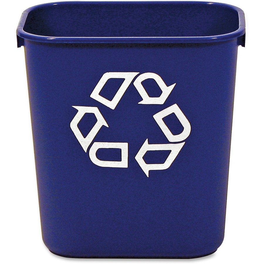 Rubbermaid Commercial 13 QT Standard Deskside Recycling Wastebaskets - 3.25 gal Capacity - Rectangular - Compact, Durable - 12.1' Height x 8.3' Width x 11.4' Depth - Resin - Blue - 12 / Carton 