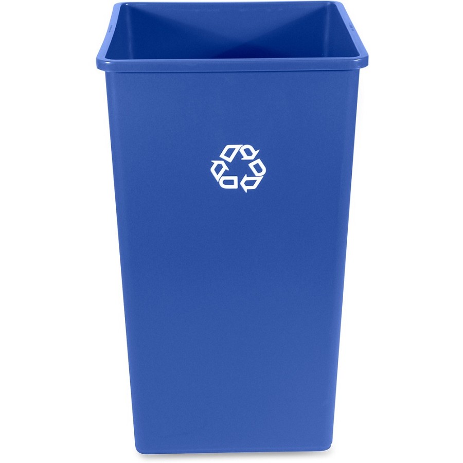 Rubbermaid Commercial 50-Gallon Square Recycling Container - 50 gal Capacity - Square - Weather Resistant, Easy to Clean, Compact - 34.3' Height x 19.5' Width x 19.5' Depth - Resin - Blue - 4 / Carton 