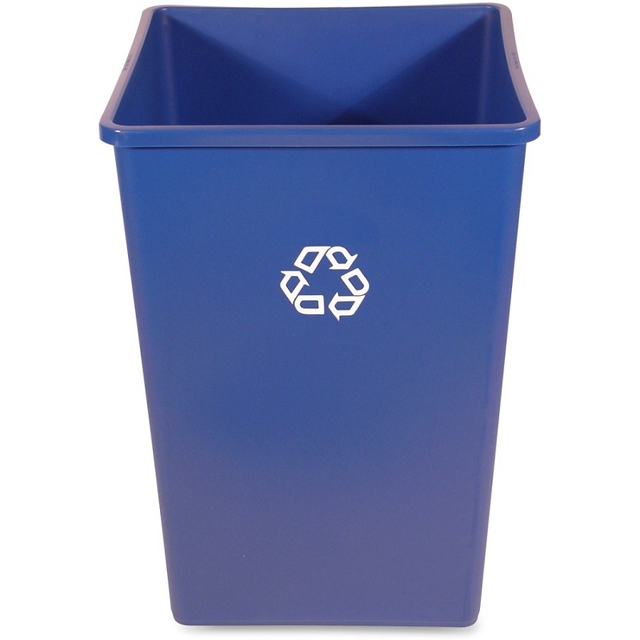 Rubbermaid Commercial Untouchable Square Recycling Container - 35 gal Capacity - Square - Easy to Clean, Weather Resistant, Compact - 27.6' Height x 19.5' Width - Plastic, Resin - Blue - 4 / Carton 