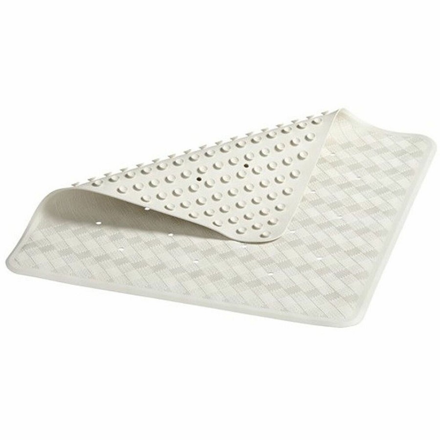 Rubbermaid Commercial Safti Grip Bath Mats - Bathroom - 28' Length x 16' Width - Rectangular - Textured - Rubber - White - 12 / Carton 
