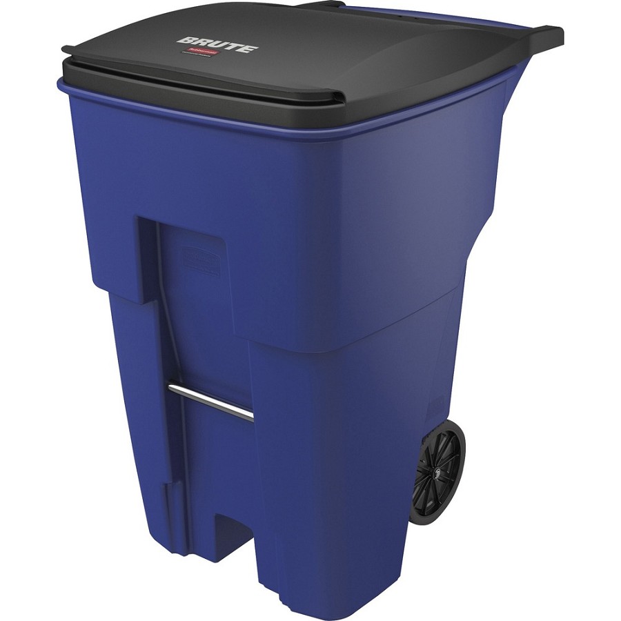 Rubbermaid Commercial Brute 95-gallon Rollout Container - Rollout Lid - 95 gal Capacity - Mobility, Heavy Duty, Wheels, Reinforced, Smooth, Ergonomic Handle, UV Resistant - 46' Height x 37.2' Width x 28.6' Depth - Blue - 1 Each 