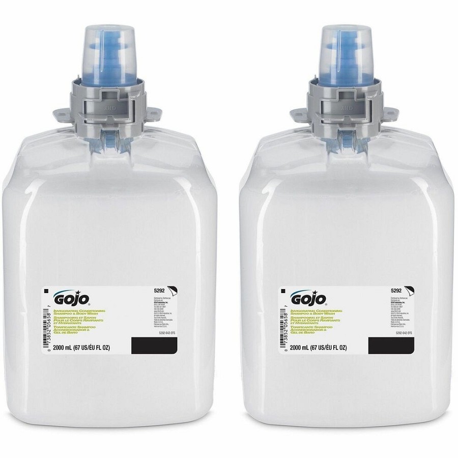 Gojo FMX-20 Invigorating Conditioning Shampoo & Body Wash - Botanical Scent - 67.6 fl oz (2 L) - Pump Bottle Dispenser - Body, Hair - Clear - Moisturizing - Bio-based - 2 / Carton 