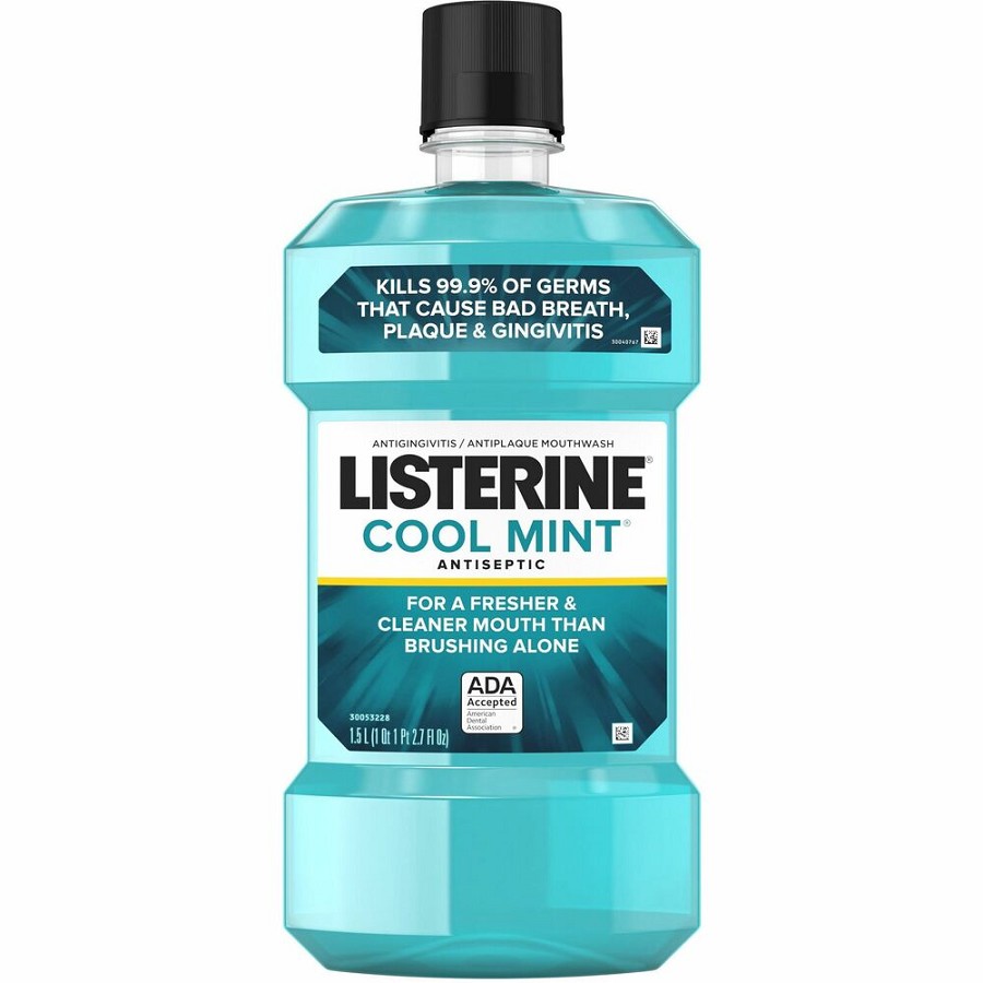 LISTERINE Cool Mint Antiseptic Mouthwash - For Plaque, Bad Breath, Gingivitis - Mint - 1.59 quart - 6 / Carton 