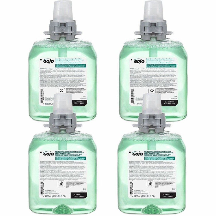 Gojo FMX-12 Refill Green Certified Hair/Body Wash - Cucumber Melon Scent - 42.3 fl oz (1250 mL) - Kill Germs - Body, Hair - Green - Residue-free - 4 / Carton 