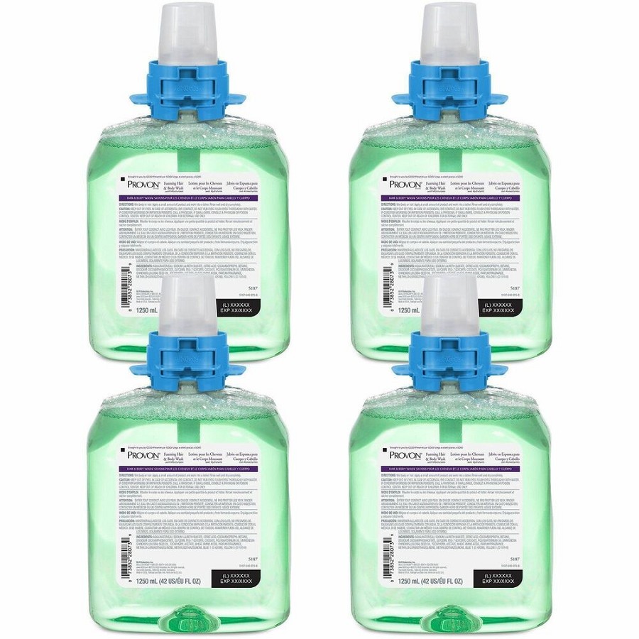 Provon FMX-12 Foaming Hair/Body Wash - Cucumber Melon Scent - 42.3 fl oz (1250 mL) - Kill Germs - Hair, Body - Green - Moisturizing - Rich Lather - 4 / Carton 