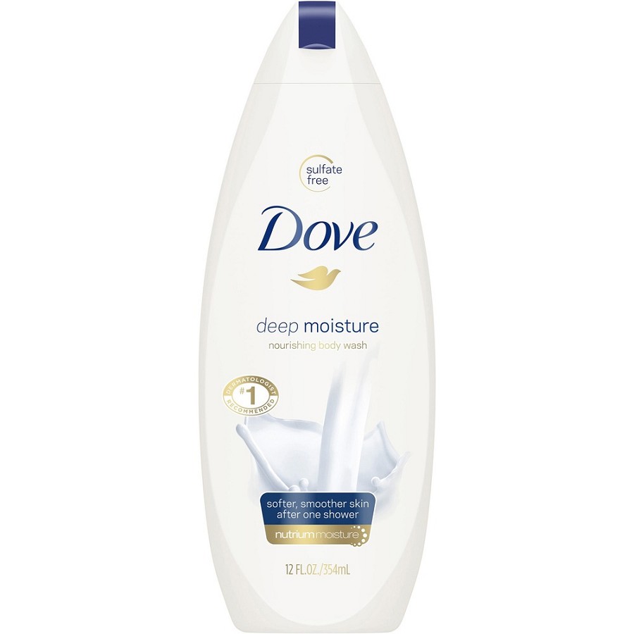 Dove Deep Moisture Body Wash - 11.97 fl oz - 12 oz - Bottle Dispenser - Body - Moisturizing - White - Sulfate-free, pH Balanced, Rich Lather - 6 / Carton 