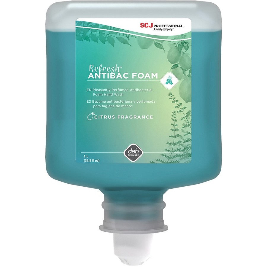 SC Johnson Refresh Foam Hand Soap - 1.06 quart - Bacteria Remover - Hand - Moisturizing - Antibacterial - Green - Non-drying - 6 / Carton 