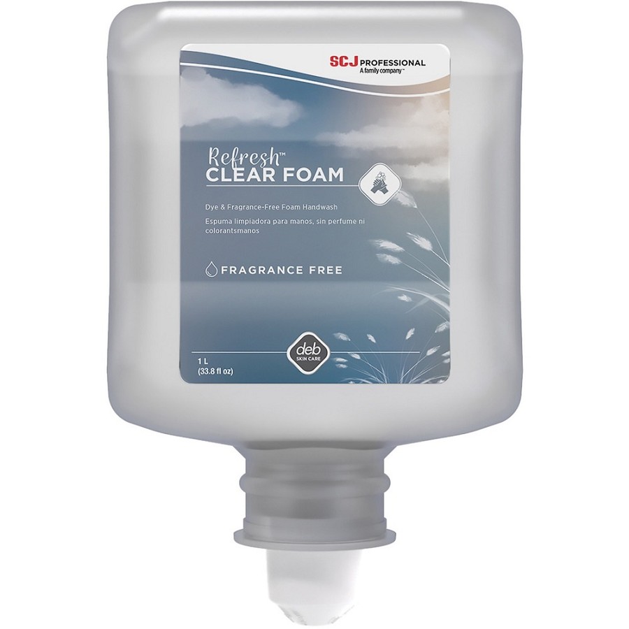 SC Johnson Hypoallergenic Foam Hand Soap - 1.06 quart - Dirt Remover, Kill Germs - Hand - Moisturizing - Clear - Unscented, Dye-free, Anti-irritant - 6 / Carton 