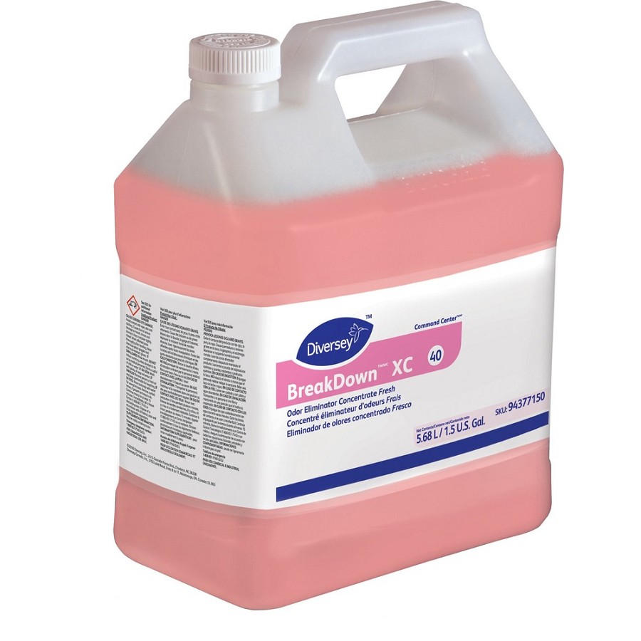 Diversey BreakDown Odor Eliminator - Concentrate - 192 fl oz (6 quart) - Fresh Scent - Bactericide - Red - 2 / Carton 