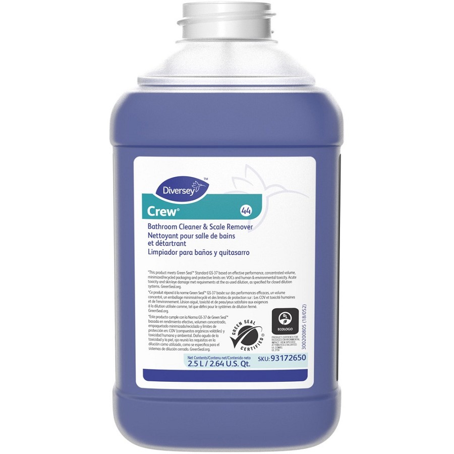 Diversey Crew Bath Cleaner & Scale Remover - 84.5 fl oz (2.6 quart) - Fresh Clean Scent - Non-corrosive, Streak-free - Purple - 2 / Carton 