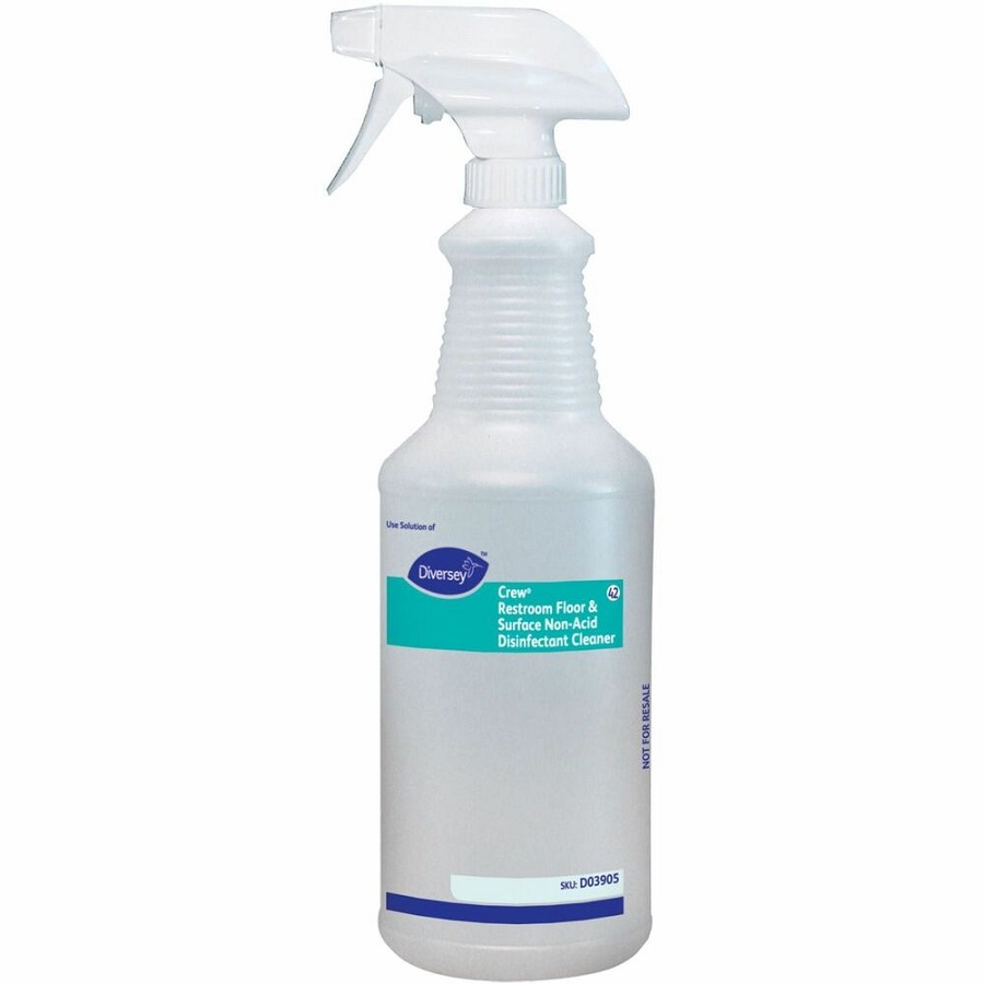 Diversey Empty Spray Bottle for Diversey Crew Restroom Disinfectant Cleaner - Suitable For Restroom, Floor - Easy to Use, Rinse-free, Non-porous, Washable - White - 12 / Carton 