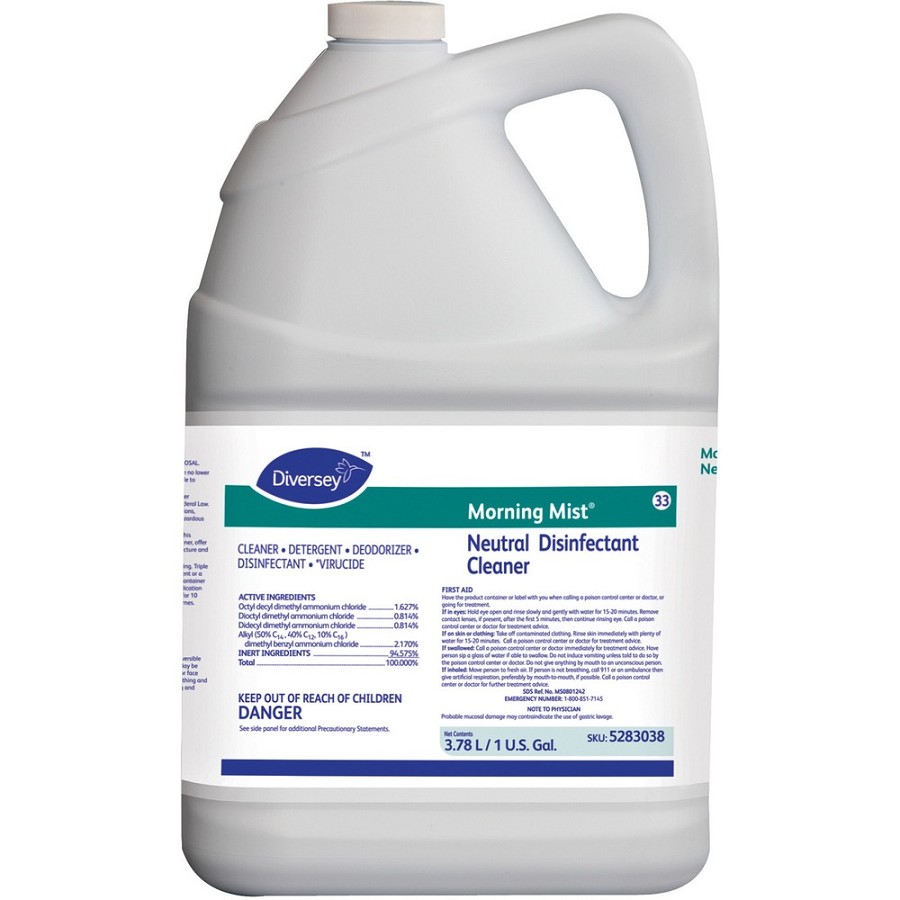 Diversey Morning Mist Neutral Disinfectant - Ready-To-Use - 128 fl oz (4 quart) - Neutral Scent - Deodorize - Blue - 4 / Carton 
