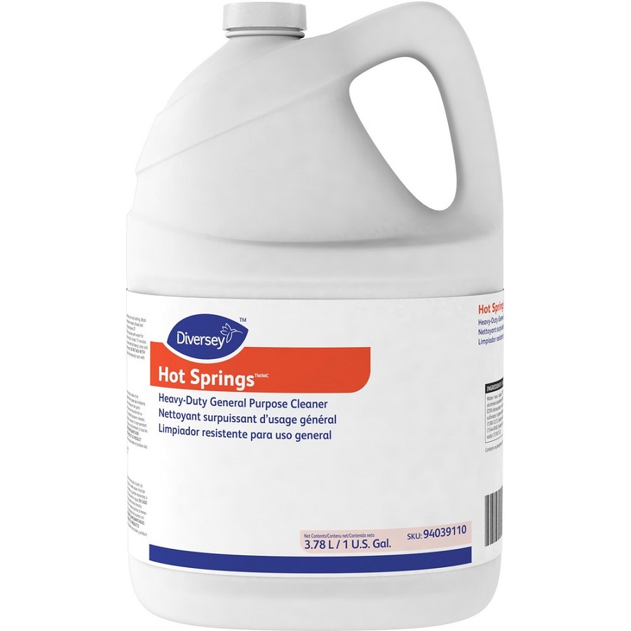 Diversey Hot Springs Heavy-Duty Cleaner - 128 fl oz (4 quart) - Citrus Scent - Caustic-free, Solvent-free, Phosphate-free, Heavy Duty - Yellow - 4 / Carton 