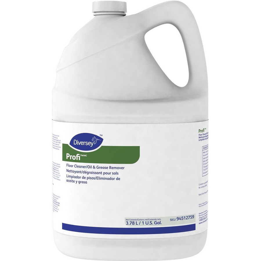 Diversey Profi Floor Cleaner/Grease Remover - 128 fl oz (4 quart) - Surfactant Scent - Solvent-free, pH Neutral, Butyl-free - White - 4 / Carton 