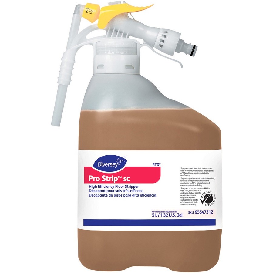 Diversey SC High Efficiency Floor Stripper - Non Ammoniated, Butyl-free, Low Odor, Fast Acting, Low Foaming - White - 1 Each 