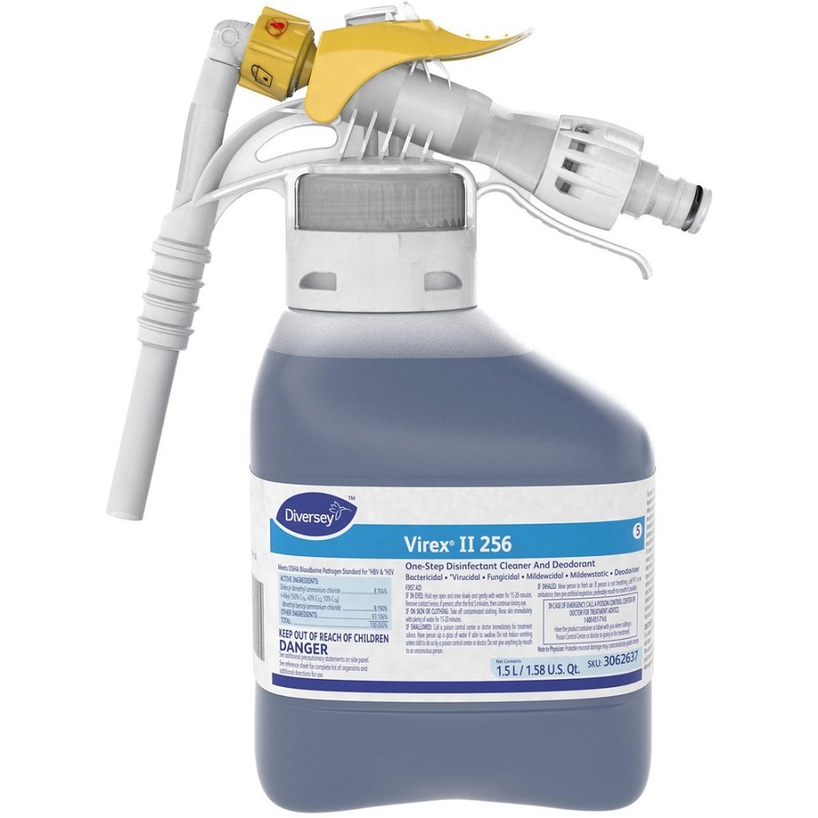Diversey Virex II 1-Step Disinfectant Cleaner - Concentrate - 50.7 fl oz (1.6 quart) - Minty Scent - Deodorant, Non-porous, Deodorize - Blue - 2 / Carton 