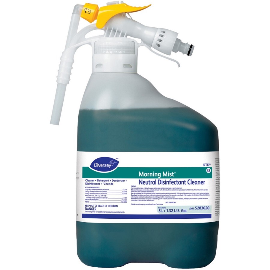Diversey Quaternary Disinfectant Cleaner - Ready-To-Use - 169 fl oz (5.3 quart) - Fresh Scent - Deodorize - Blue/Green - 1 Each 