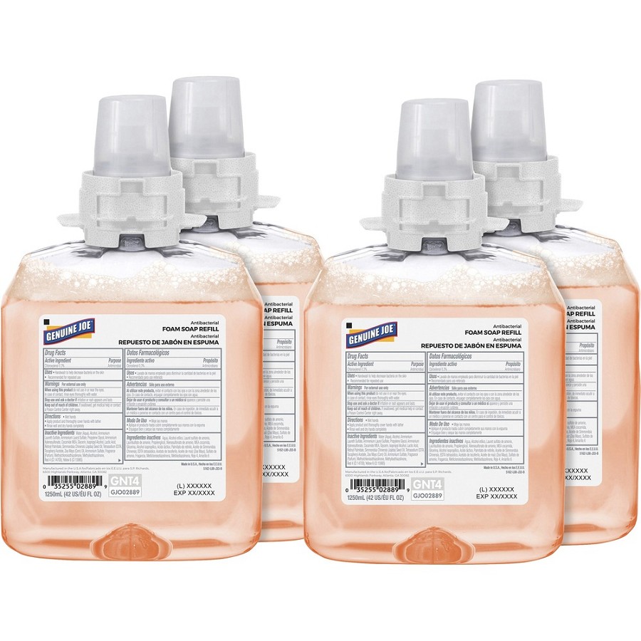 Genuine Joe Antibacterial Foam Soap Refill - Orange Blossom Scent - 1.32 quart - Bacteria Remover - Hand, Skin - Antibacterial - Orange - 4 / Carton 