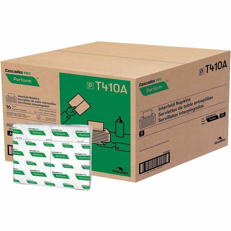 Cascades PRO Perform Interfold Napkins - 1 Ply6.50' Length - White - 16 / Carton 