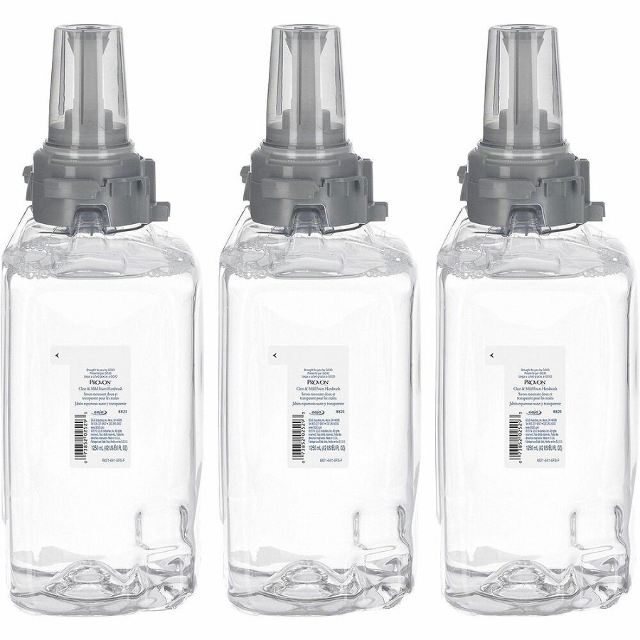 Provon ADX-12 Clear & Mild Foam Handwash - Fragrance-free Scent - 1.32 quart - Pump Bottle Dispenser - Kill Germs - Hand - Moisturizing - Clear - Rich Lather, Dye-free, Bio-based - 3 / Carton 